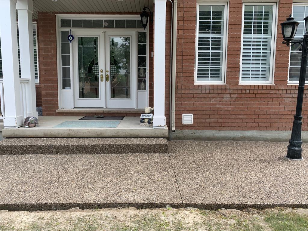 Sealed exposed aggregate concrete steps Hamilton Ontario