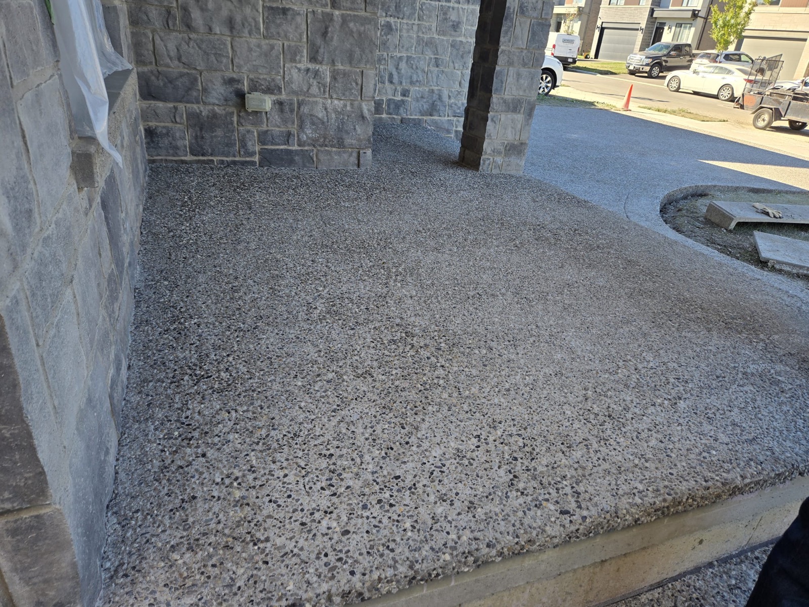 Porch exposed aggregate